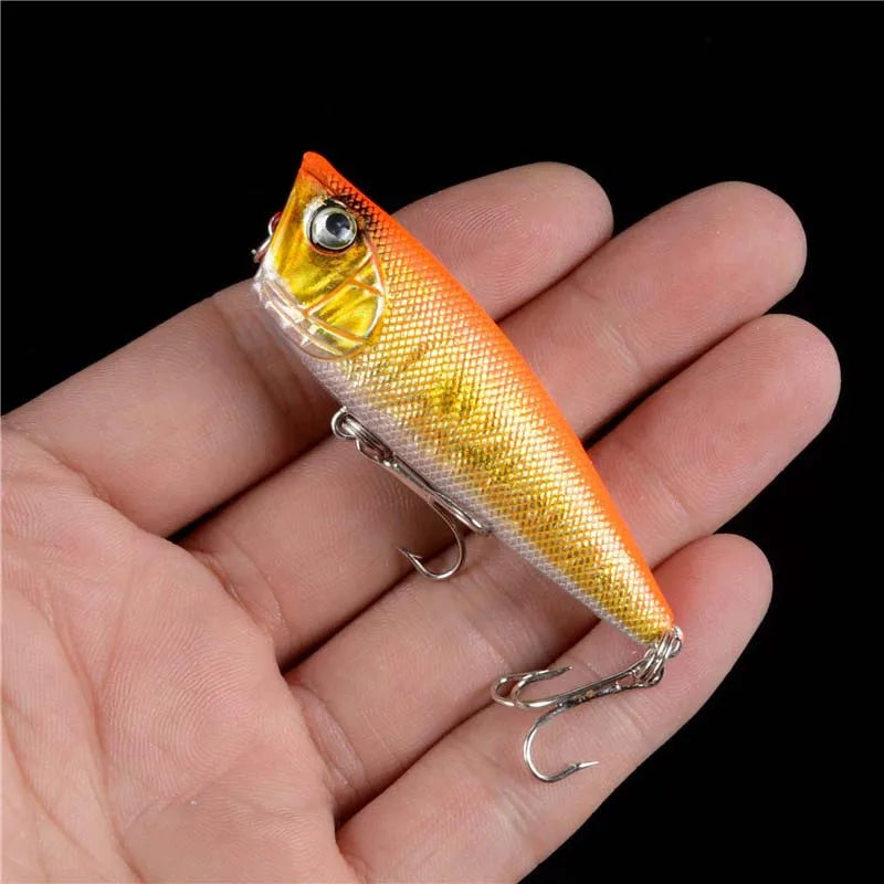 Sea Fishing Lure Sharp Hooks Big Popper Wobblers 6cm 7g Top Water Floating Bass Tackle Hard Bait Minnow Long Casting
