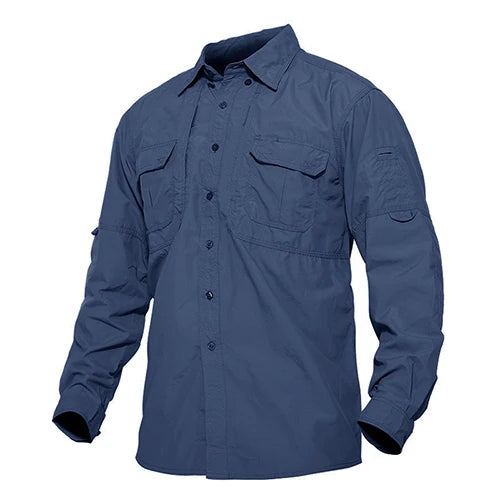 TACVASEN Mens Long Sleeve Shirts Summer Lightweight Quick Drying Shirt Hiking Nylon Shirts Long Sleeve Outdoor Work Cargo Shirts