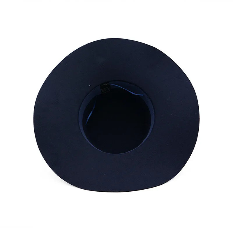 British Style Felt Hats for Women, Big BrimTop Hat, Flat Brim, White Cap for Lady, Autumn and Winter