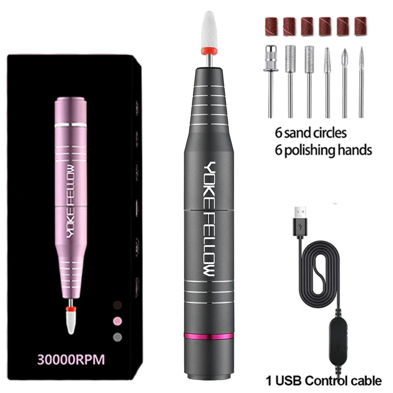 30000RPM USB Nail Drill Machine For Acrylic Nail Gel Polish Milling Smoothing Calluses Manicure Machine Nail Art Salon Equipment