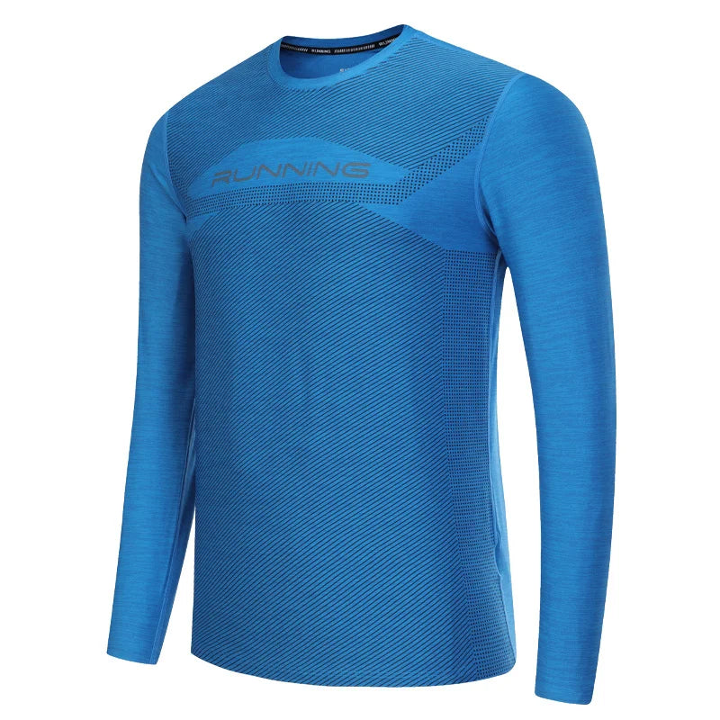 Long Sleeve Running Shirt Man Quick Dry Jogging Prints Workout Fitness Undershirts Outdoor Elastic Training Exercise Tops