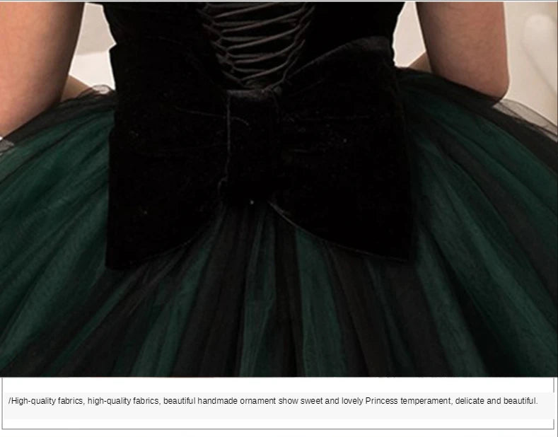 Kids Dresses Girl Elegant Long Prom Green Tulle Gowns New Children Graduation Dress Teen Wedding Bridesmaid Robe