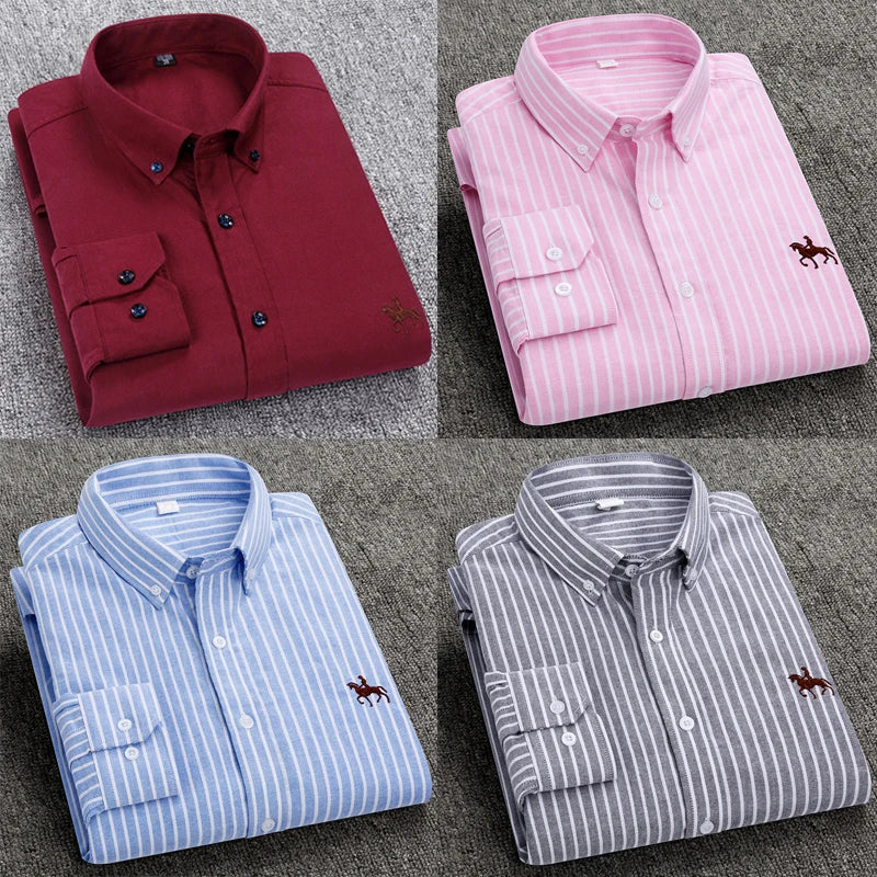 Long Sleeve Shirts for Men Clothing Autumn Winter 100% Cotton Oxford Top Blouse Large Size Business Casual Shirts Korean Fashion