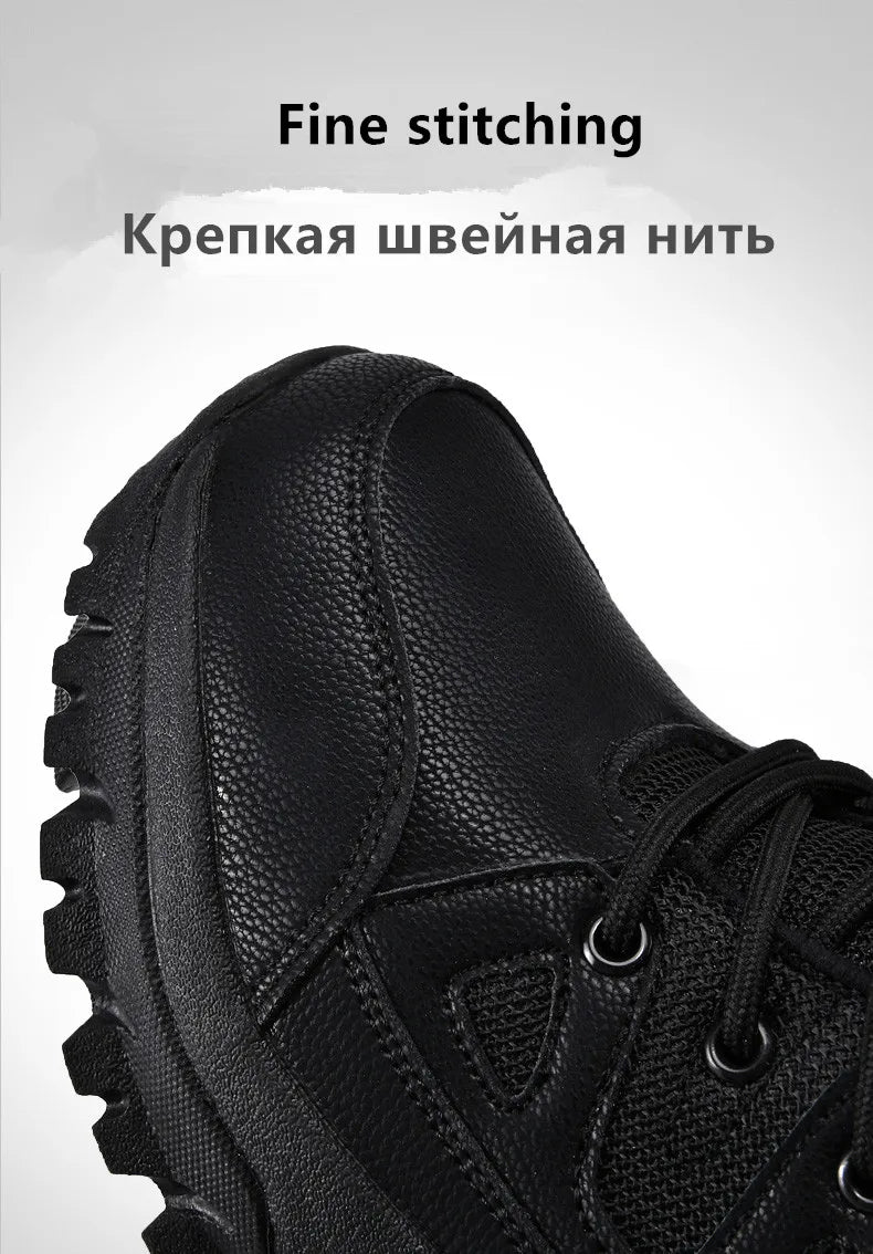 New Warm Plush Snow Boots Men Lace Up Casual High Top Men's Boots Waterproof Winter Boots Anti-Slip Ankle Boots Army Work Boots