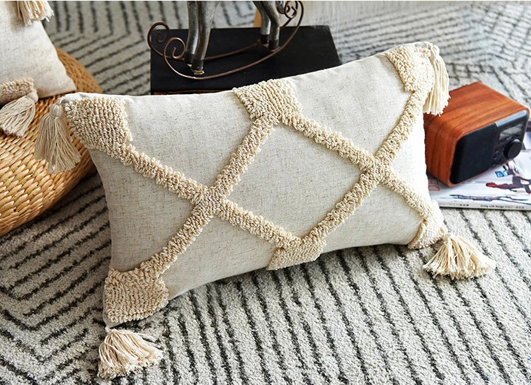 Cushion Covers Indian Style Handmade Tufted Pillowcase Geometric Modern Minimalist Hot-selling Cushion Case Cute Pillow Cover