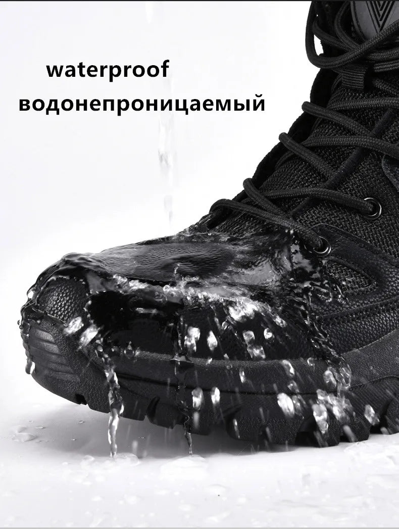 New Warm Plush Snow Boots Men Lace Up Casual High Top Men's Boots Waterproof Winter Boots Anti-Slip Ankle Boots Army Work Boots