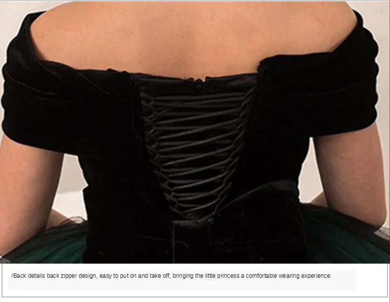 Kids Dresses Girl Elegant Long Prom Green Tulle Gowns New Children Graduation Dress Teen Wedding Bridesmaid Robe