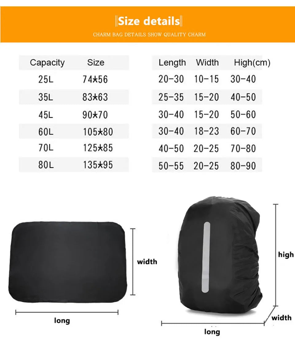 Rain Cover Backpack Reflective 20L 35L 45L 60L Waterproof Bag Camo Tactical Outdoor Camping Hiking Climbing Bag Dust Raincover