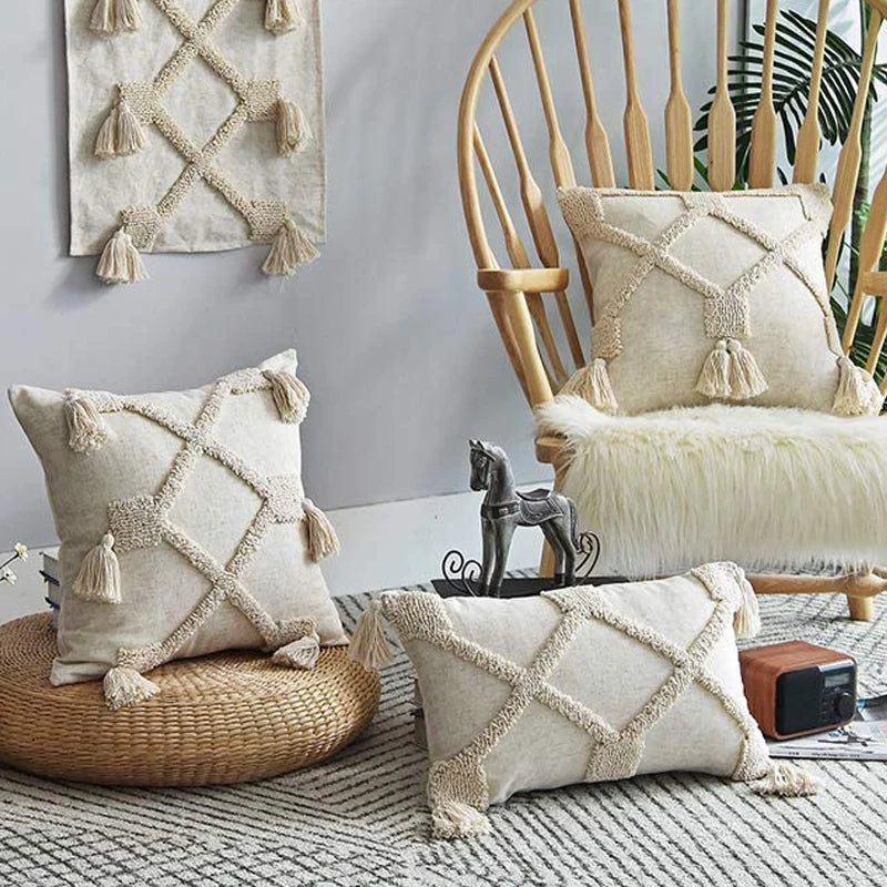 Cushion Covers Indian Style Handmade Tufted Pillowcase Geometric Modern Minimalist Hot-selling Cushion Case Cute Pillow Cover