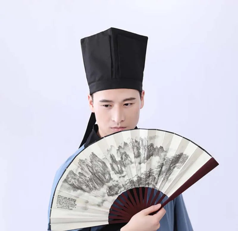 Men Hanfu Hat Chinese traditional Ancient scholar Black Hat Headdress Vintage Fittings Confucian Towel Cosplay Hat For Men Black