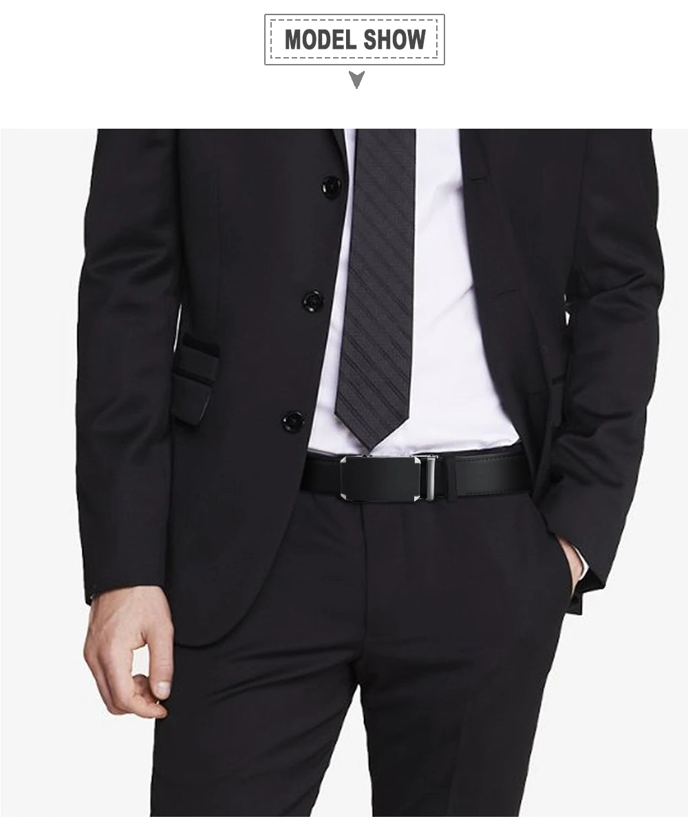 Men Belts Metal Automatic Buckle Brand High Quality Leather Belts for Men Famous Brand Luxury Work Business Strap