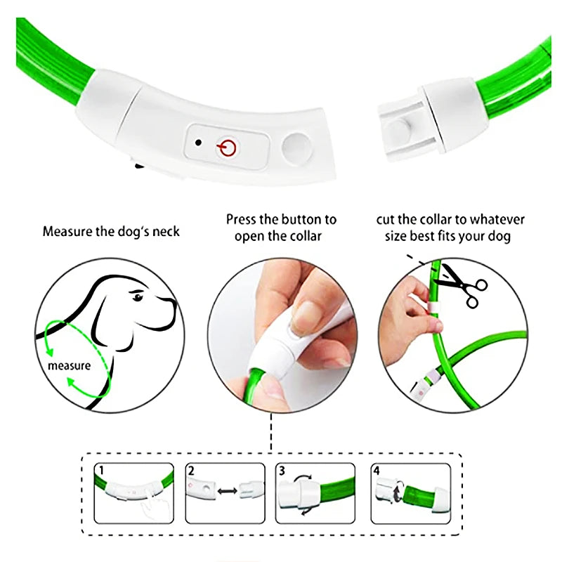 Led Glowing Dog Collar  Luminous Collar Adjustable Night Light  Harness Dog Leash For Girl Small Dogs Cat Pet Safety Accessories