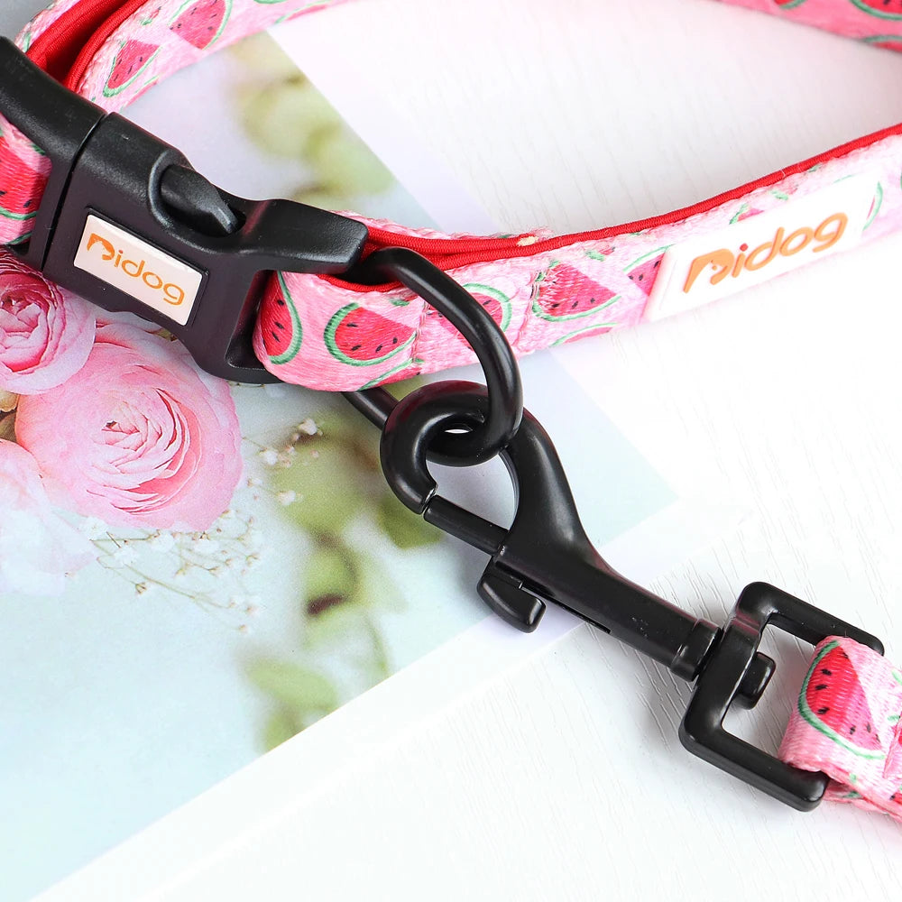 Print Nylon Dog Collar and Leash Set Adjustable Puppy Collars Soft Pet Necklace Walking Leash For Small Medium Dogs Cats Bulldog
