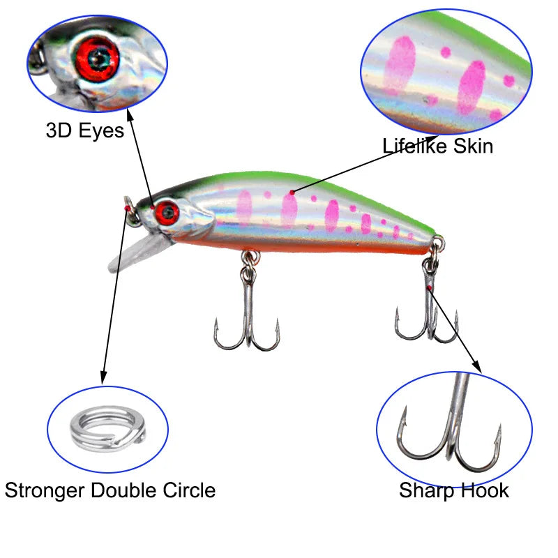 Minnow Fishing Lure Winter Sinking for Fishing Tackle Wobbler Artificial Bait Goods Pike Pesca Trout Lure Spinning Carp Hooks