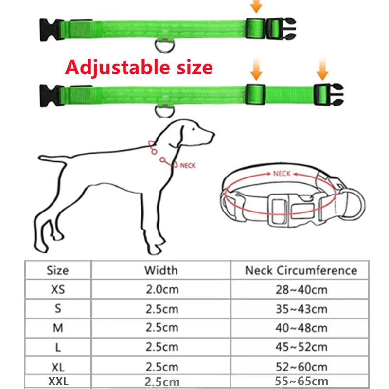 Led Glowing Dog Collar  Luminous Collar Adjustable Night Light  Harness Dog Leash For Girl Small Dogs Cat Pet Safety Accessories