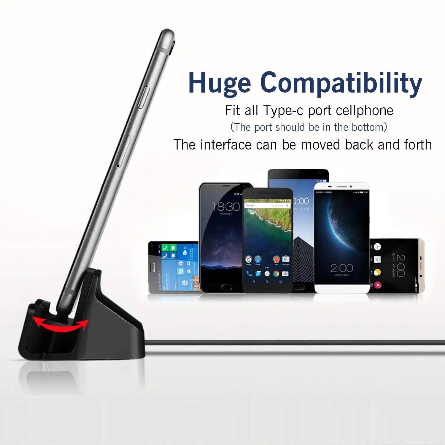 Docking Station Charger For iPhone 11 11Pro Android Type C Desktop Charging Port Sync Cradle Dock Stand Holder Micro USB-C Phone