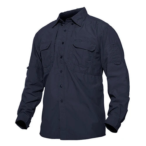 TACVASEN Mens Long Sleeve Shirts Summer Lightweight Quick Drying Shirt Hiking Nylon Shirts Long Sleeve Outdoor Work Cargo Shirts