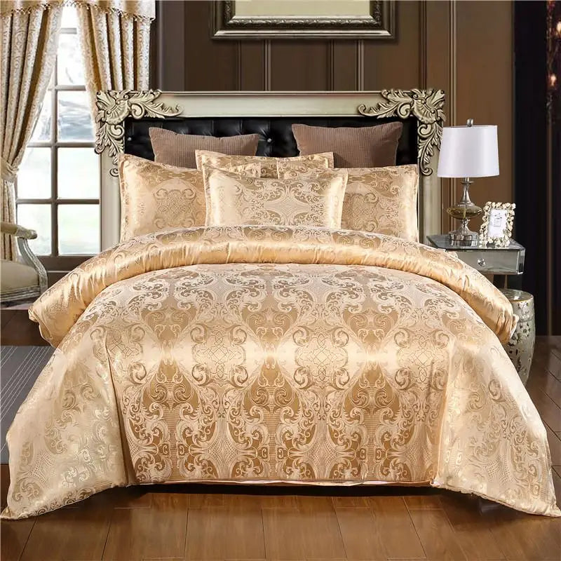 50  Bedding Set Queen King Size Duvet Cover Silky Bed Linens Quilt High Quality Luxury Gold Colour 2/3pcs Comforter