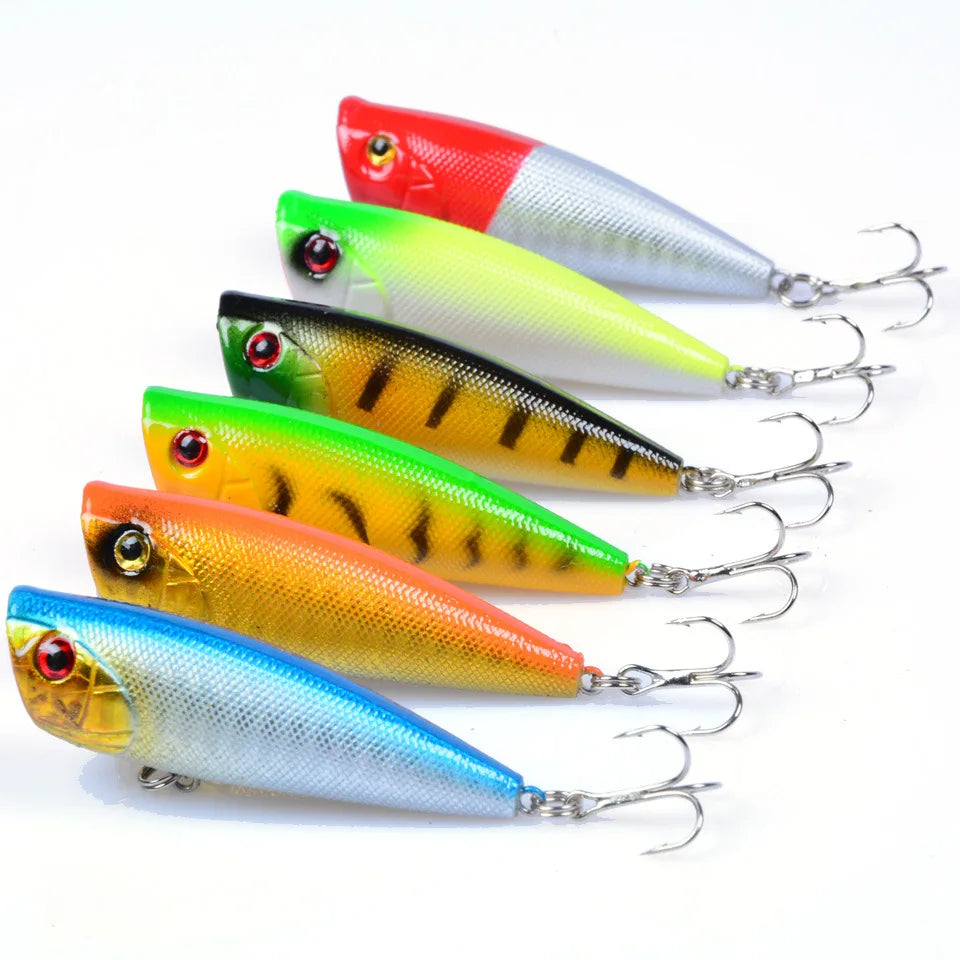 Sea Fishing Lure Sharp Hooks Big Popper Wobblers 6cm 7g Top Water Floating Bass Tackle Hard Bait Minnow Long Casting
