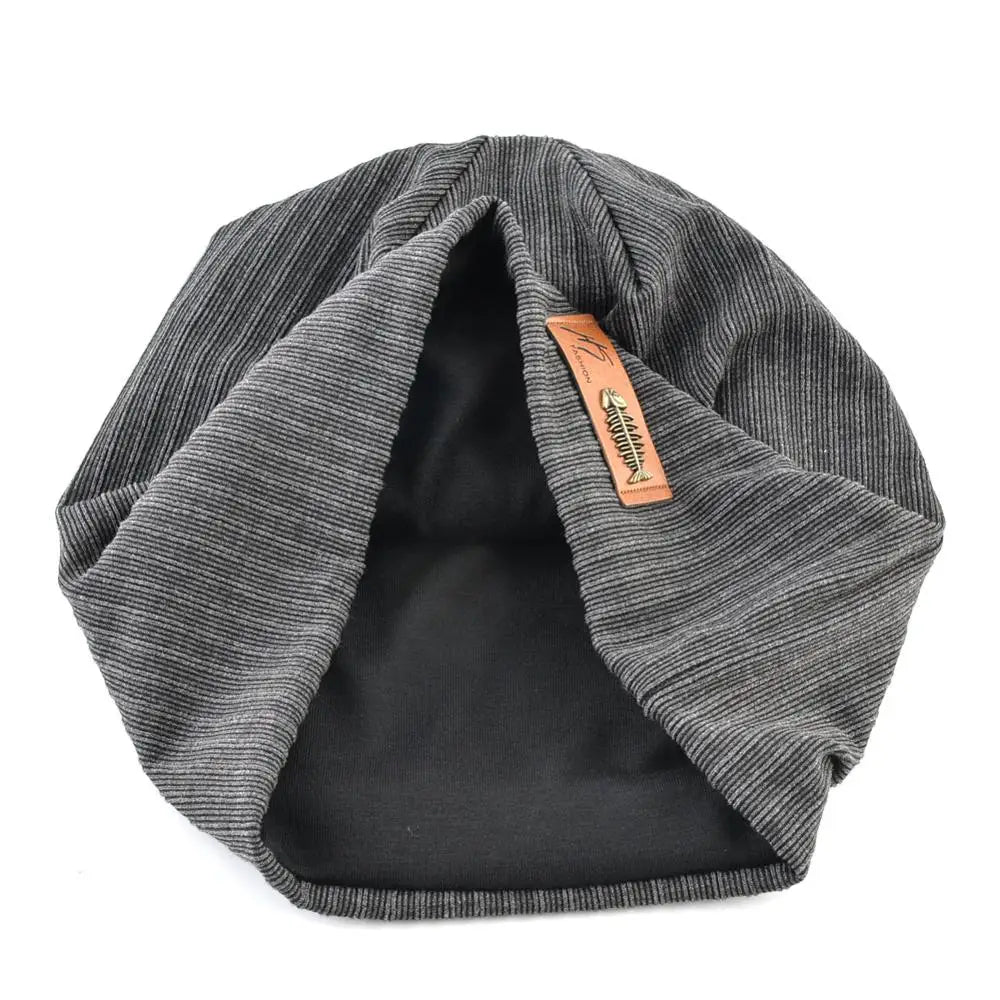 Fashion Beanies Men Women Solid Knitted Hat With Fish Bone Logo Solid Color Bonnet Hats Spring Autumn Casual Hip Hop Turban Cap