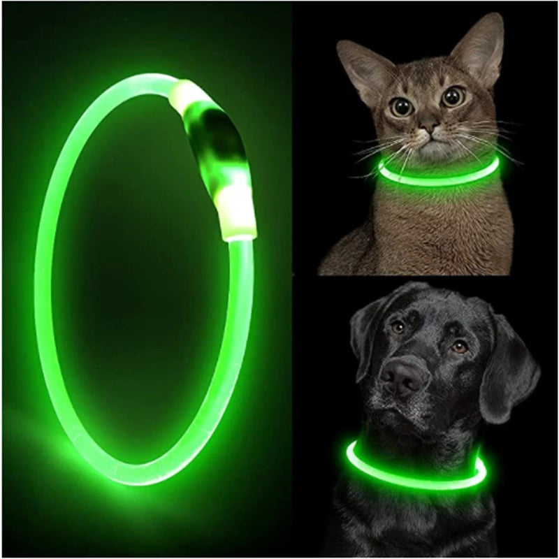 Led Glowing Dog Collar  Luminous Collar Adjustable Night Light  Harness Dog Leash For Girl Small Dogs Cat Pet Safety Accessories