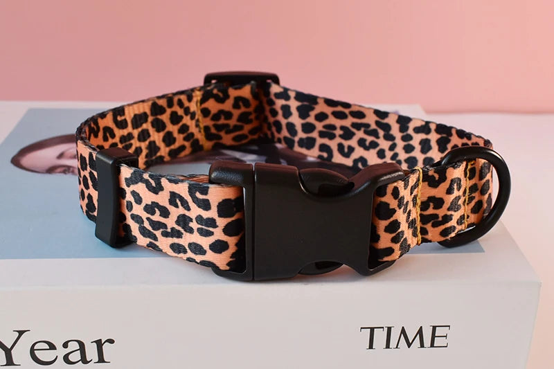 leopard color collar pet accessories designe for beagle collars dog leash dogs beagle pet kit dog collar leash