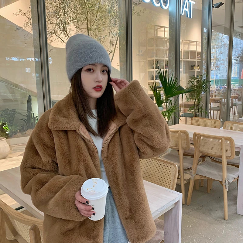 2024 Angora Winter Hat For Womens Rabbit Fur Fluffy Knitted Beanies Hat  Bonnet Female Soft  Warm SKI Skullies  Beanies