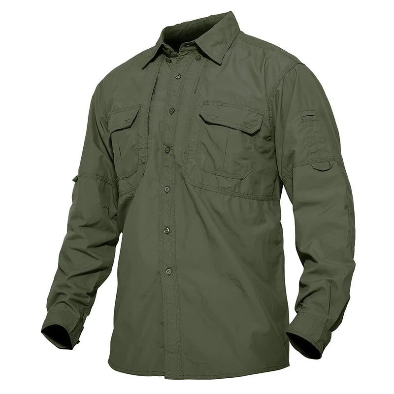 TACVASEN Mens Long Sleeve Shirts Summer Lightweight Quick Drying Shirt Hiking Nylon Shirts Long Sleeve Outdoor Work Cargo Shirts