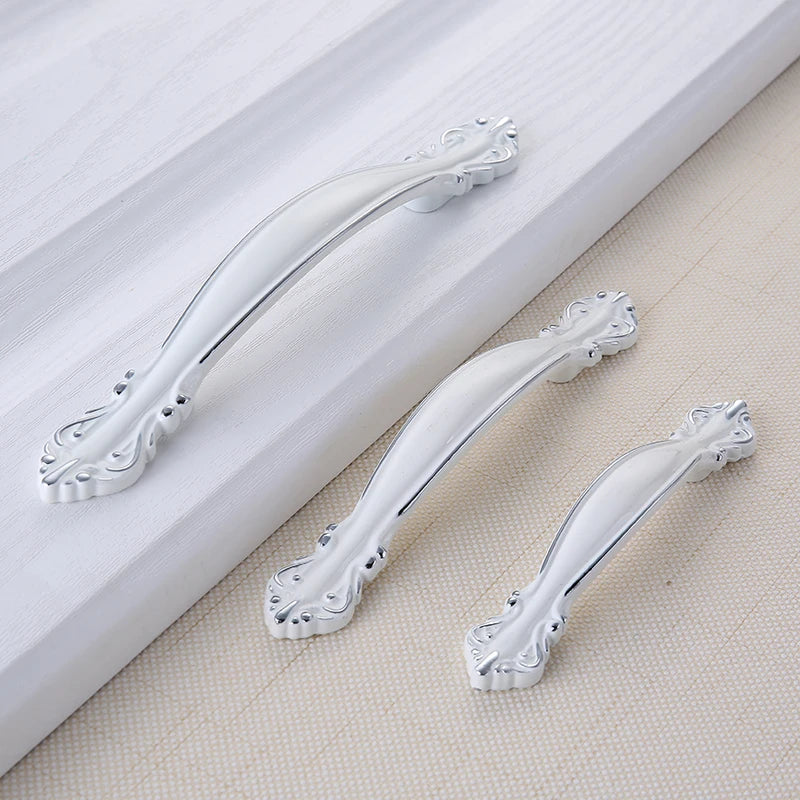 European Ivory White Cabinet Handle – Elegant Zinc Alloy Drawer Pulls for Dressers, Closets, and Cupboards (96mm)