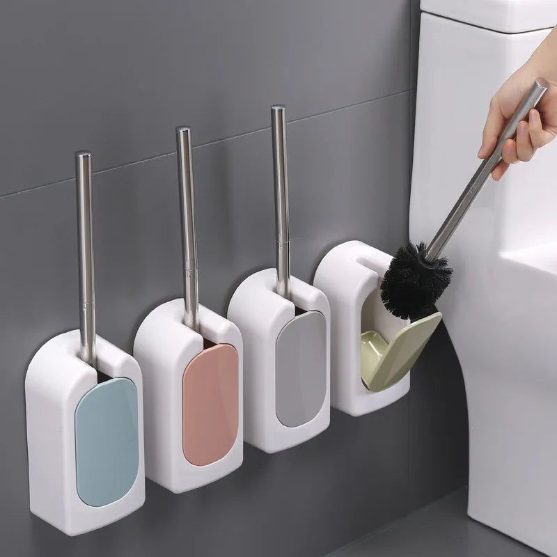 Bathroom bathroom wall-mounted toilet brush Long handle household suit No dead corner soft fur toilet cleaning toilet brush