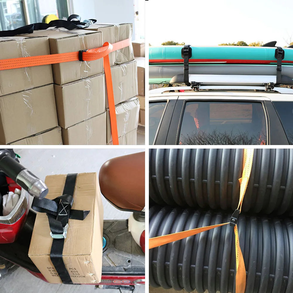 2.5cm*2M Cargo Straps Buckle Tie-Down Belt for Car motorcycle bike With Metal Buckle Tow Rope Strong Ratchet Belt for Luggage