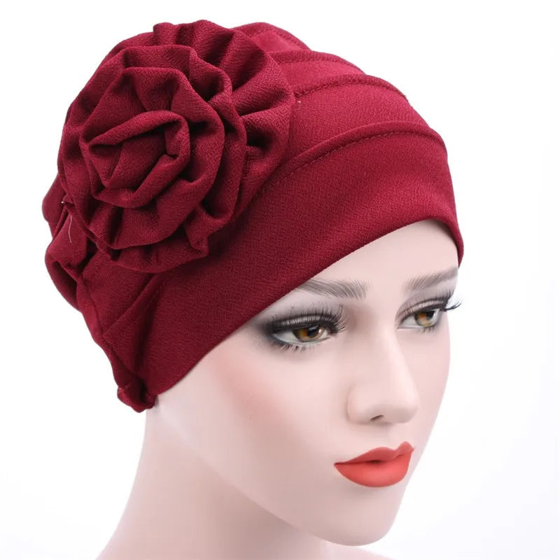 Women's Hats Spring Summer Floral Beanie Hat Muslim Stretch Turban Hat Cap Hair Loss Headwear Hijib Cap