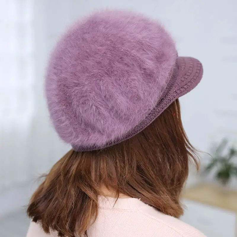 Ymsaid Winter Women Hat Warm Beanies Knitted Hats Female Rabbit Fur Cap Autumn Winter Ladies Fashion Hat Skullies Beanies