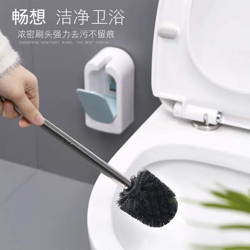 Bathroom bathroom wall-mounted toilet brush Long handle household suit No dead corner soft fur toilet cleaning toilet brush