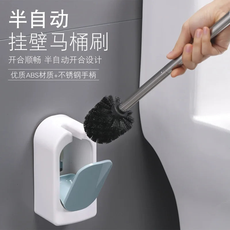 Bathroom bathroom wall-mounted toilet brush Long handle household suit No dead corner soft fur toilet cleaning toilet brush