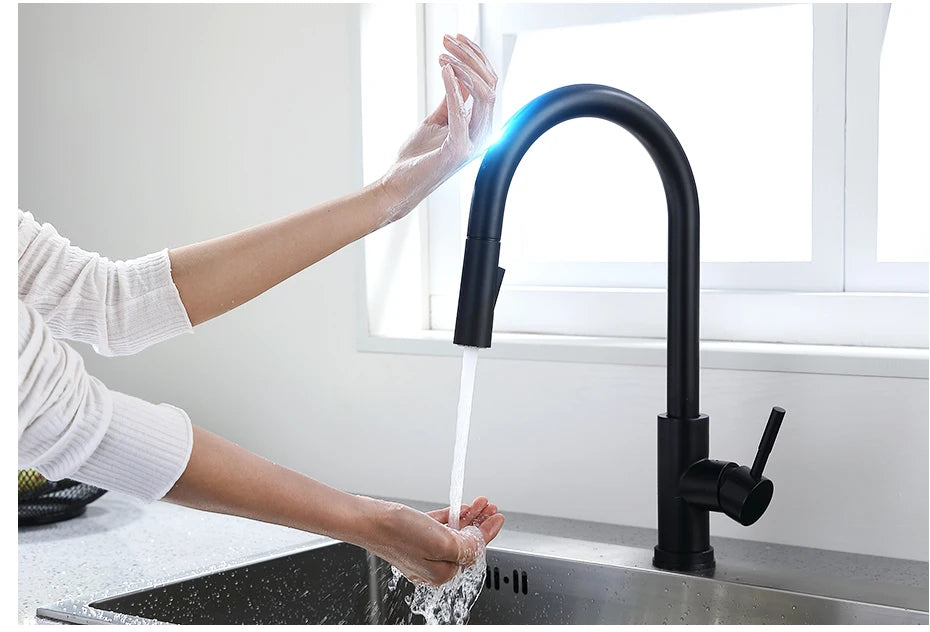 Pull Out Sensor Black Kitchen Faucet Sensitive Touch Control Faucet Mixer For Kitchen Touch Sensor Kitchen Mixer Tap 1005