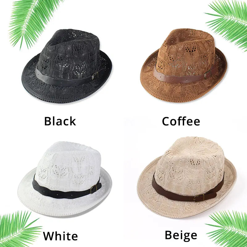 Hats for Women Female Hat Women's Girls Fedora Knitted Chapeu Feminino Autumn Summer Leather Buckle Sun Cap Fashion Jazz