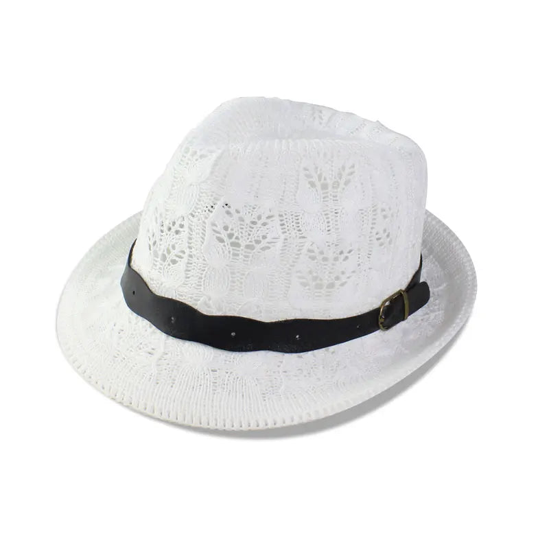 Hats for Women Female Hat Women's Girls Fedora Knitted Chapeu Feminino Autumn Summer Leather Buckle Sun Cap Fashion Jazz