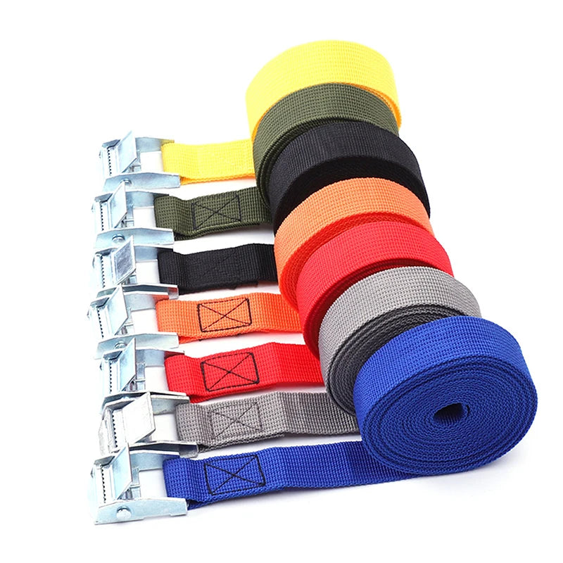 2.5cm*2M Cargo Straps Buckle Tie-Down Belt for Car motorcycle bike With Metal Buckle Tow Rope Strong Ratchet Belt for Luggage