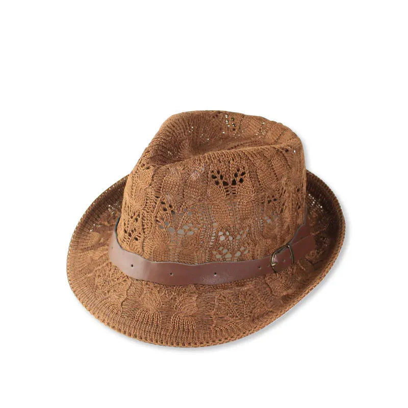 Hats for Women Female Hat Women's Girls Fedora Knitted Chapeu Feminino Autumn Summer Leather Buckle Sun Cap Fashion Jazz