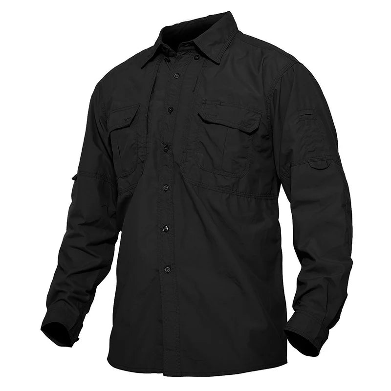 TACVASEN Mens Long Sleeve Shirts Summer Lightweight Quick Drying Shirt Hiking Nylon Shirts Long Sleeve Outdoor Work Cargo Shirts