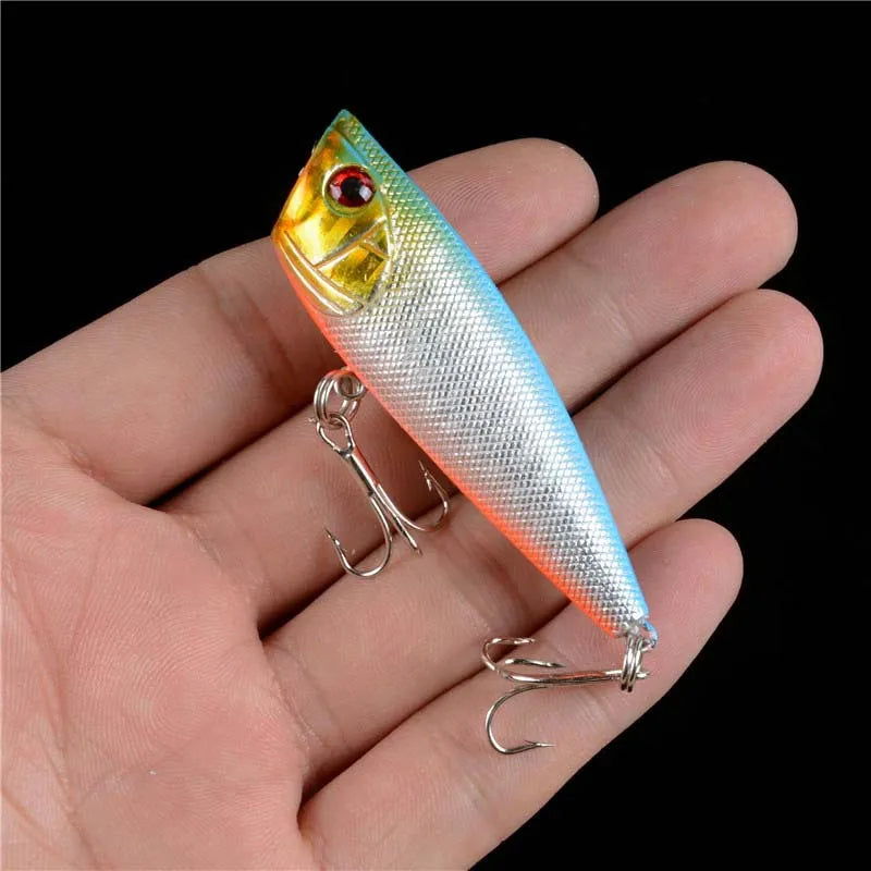 Sea Fishing Lure Sharp Hooks Big Popper Wobblers 6cm 7g Top Water Floating Bass Tackle Hard Bait Minnow Long Casting