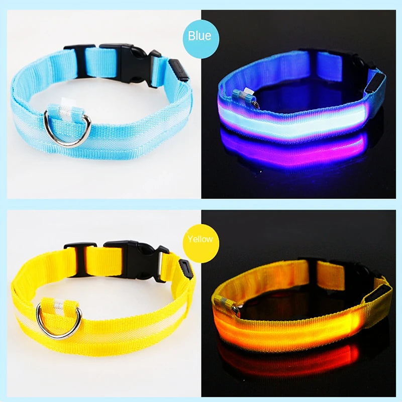 Led Glowing Dog Collar  Luminous Collar Adjustable Night Light  Harness Dog Leash For Girl Small Dogs Cat Pet Safety Accessories