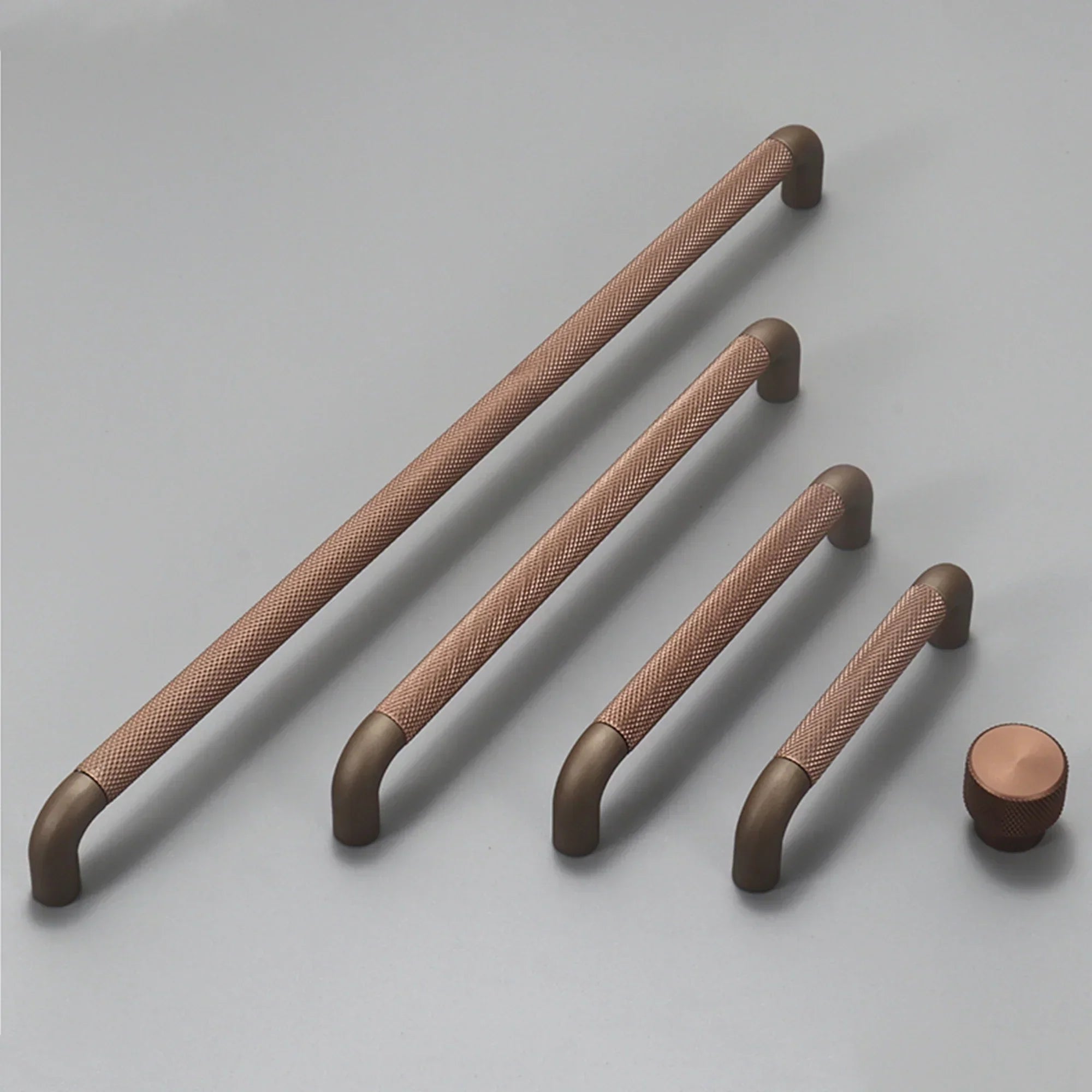 Knurled Brown Aluminum Alloy Handle – Textured European Cabinet and Wardrobe Pulls (320mm)