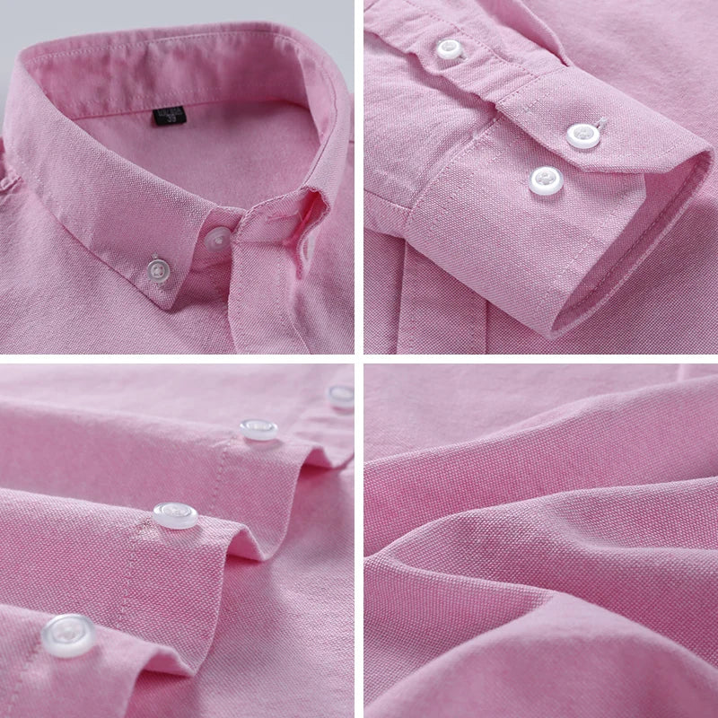 Long Sleeve Shirts for Men Clothing Autumn Winter 100% Cotton Oxford Top Blouse Large Size Business Casual Shirts Korean Fashion