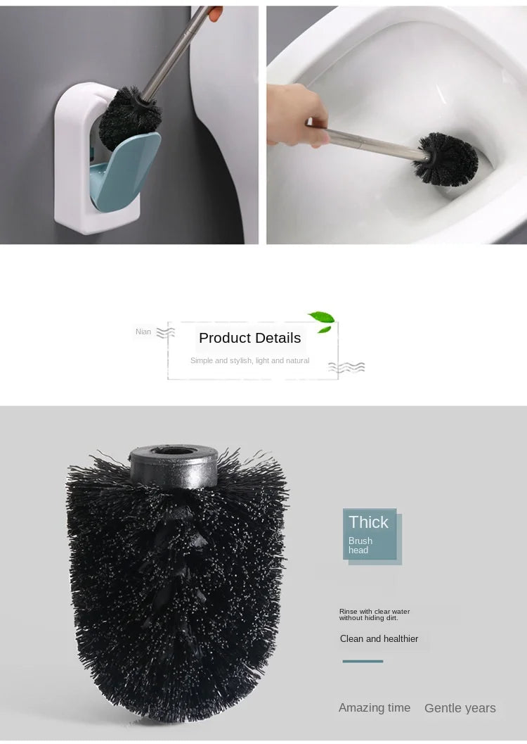 Bathroom bathroom wall-mounted toilet brush Long handle household suit No dead corner soft fur toilet cleaning toilet brush