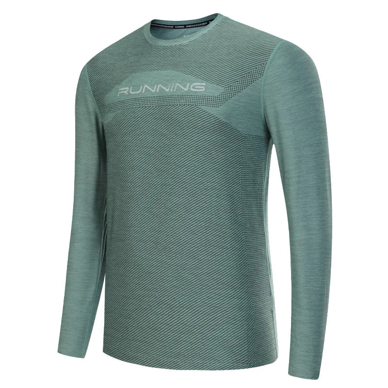 Long Sleeve Running Shirt Man Quick Dry Jogging Prints Workout Fitness Undershirts Outdoor Elastic Training Exercise Tops