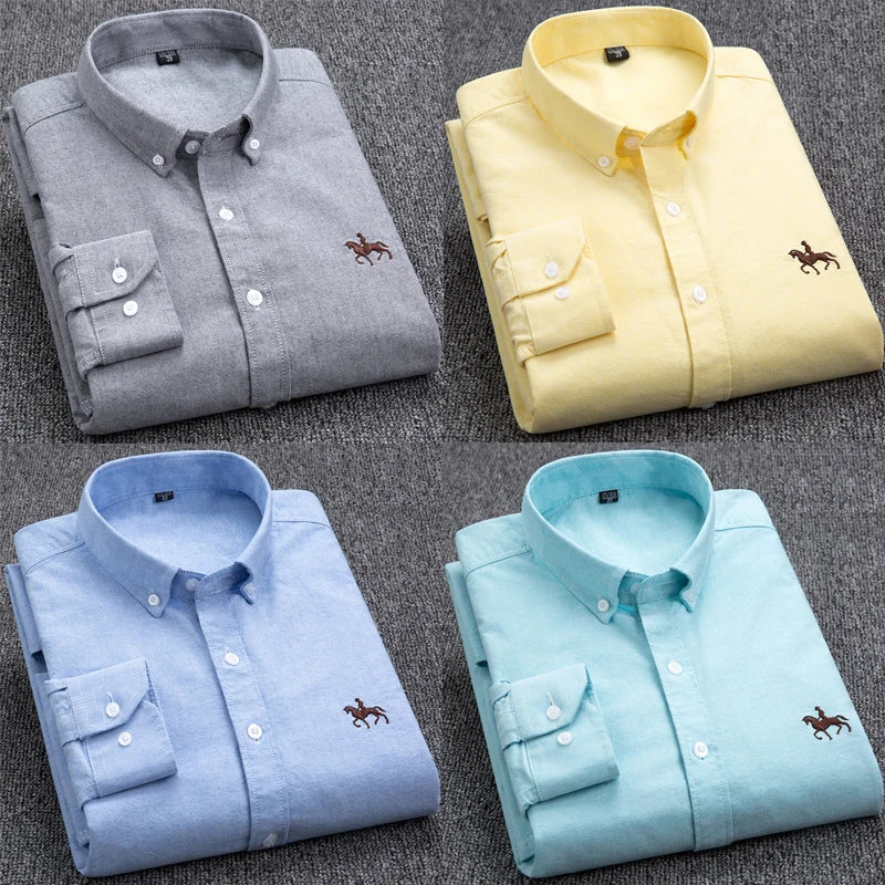 Long Sleeve Shirts for Men Clothing Autumn Winter 100% Cotton Oxford Top Blouse Large Size Business Casual Shirts Korean Fashion