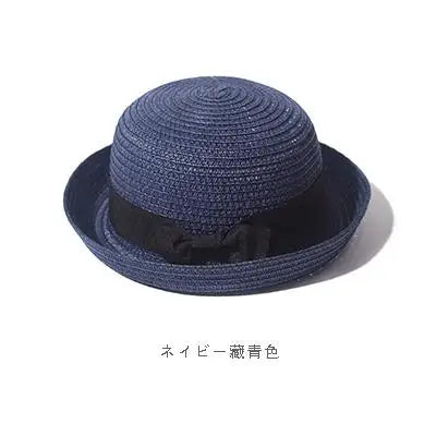 Hats For Women Summer Sun Protection Straw Hat Female Round Top Curled Brim Parent Child Student Sunshade Travel