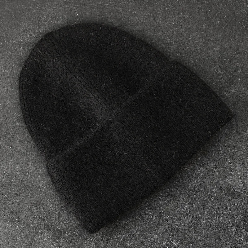 2024 Angora Winter Hat For Womens Rabbit Fur Fluffy Knitted Beanies Hat  Bonnet Female Soft  Warm SKI Skullies  Beanies